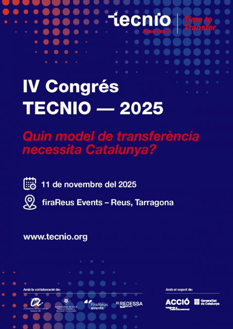 TecnATox participará en el Congreso TECNIO 2025 en Reus donde se debatirá el modelo de transferencia ciencia-empresa de Cataluña